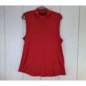 Croft Barrow Plus Size XXL Womens Red Sleeveless Mock Neck Blouse